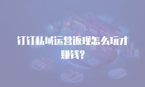 钉钉私域运营返现怎么玩才赚钱？