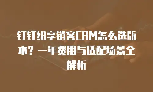 钉钉纷享销客CRM怎么选版本？一年费用与适配场景全解析