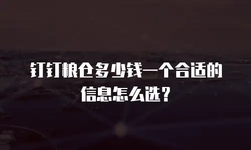钉钉粮仓多少钱一个合适的信息怎么选？