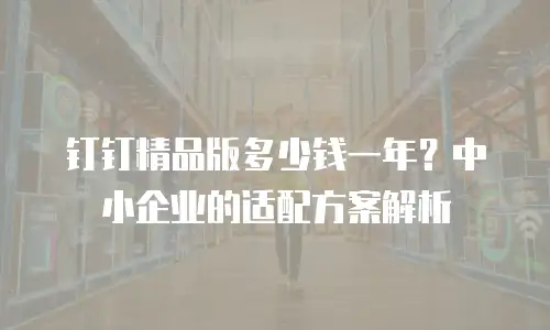 钉钉精品版多少钱一年？中小企业的适配方案解析