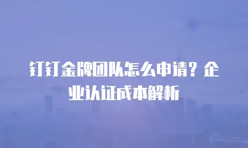 钉钉金牌团队怎么申请？企业认证成本解析