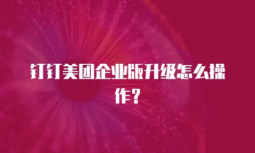 钉钉美团企业版升级怎么操作？
