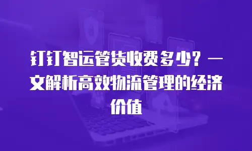 钉钉智运管货收费多少？一文解析高效物流管理的经济价值