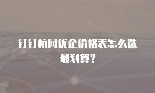 钉钉杭网优企价格表怎么选最划算？