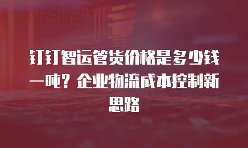 钉钉智运管货价格是多少钱一吨？企业物流成本控制新思路