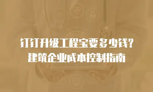 钉钉升级工程宝要多少钱？建筑企业成本控制指南