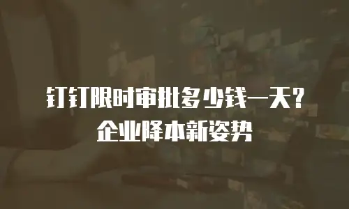 钉钉限时审批多少钱一天？企业降本新姿势