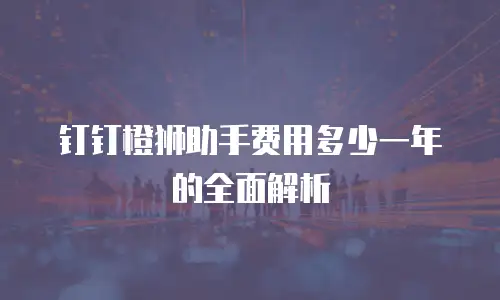 钉钉橙狮助手费用多少一年的全面解析