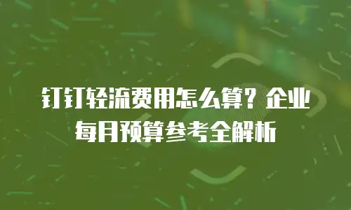 钉钉轻流费用怎么算？企业每月预算参考全解析