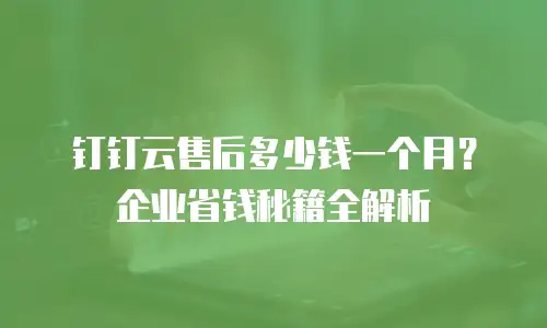 钉钉云售后多少钱一个月？企业省钱秘籍全解析