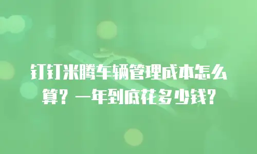 钉钉米腾车辆管理成本怎么算？一年到底花多少钱？