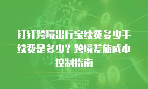 钉钉跨境出行宝续费多少手续费是多少？跨境差旅成本控制指南