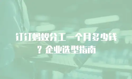 钉钉蚂蚁分工一个月多少钱？企业选型指南