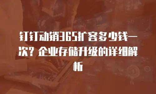 钉钉动销365扩容多少钱一次？企业存储升级的详细解析