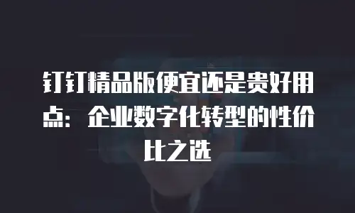 钉钉精品版便宜还是贵好用点：企业数字化转型的性价比之选