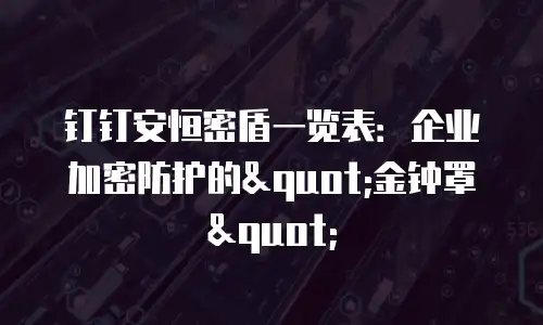 钉钉安恒密盾一览表：企业加密防护的