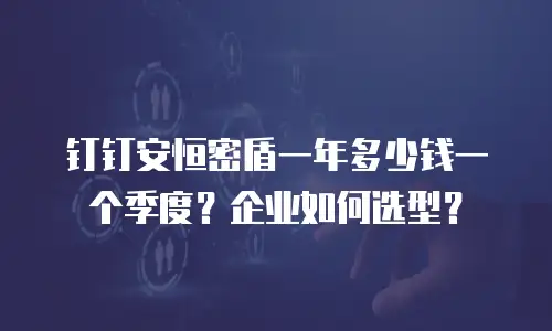 钉钉安恒密盾一年多少钱一个季度？企业如何选型？