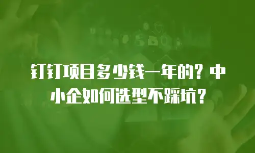 钉钉项目多少钱一年的？中小企如何选型不踩坑？