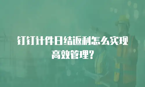 钉钉计件日结返利怎么实现高效管理？
