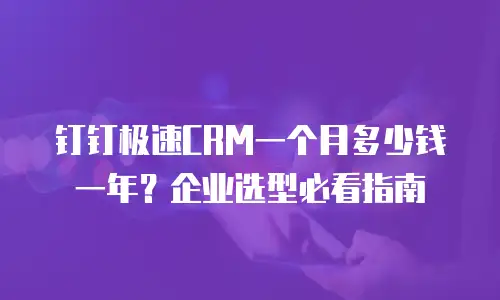 钉钉极速CRM一个月多少钱一年？企业选型必看指南