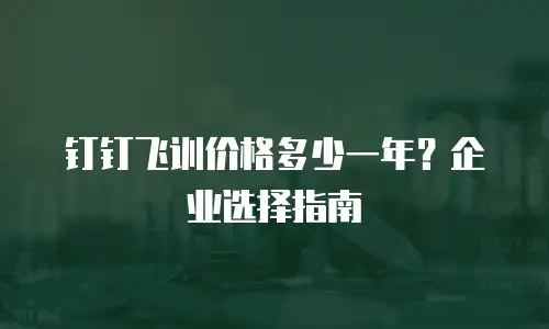 钉钉飞训价格多少一年？企业选择指南