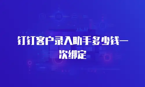 钉钉客户录入助手多少钱一次绑定