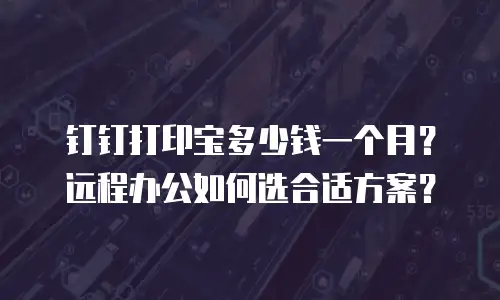 钉钉打印宝多少钱一个月？远程办公如何选合适方案？