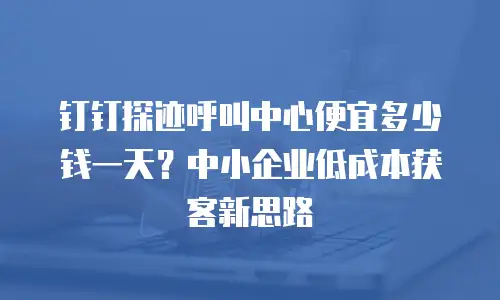 钉钉探迹呼叫中心便宜多少钱一天？中小企业低成本获客新思路