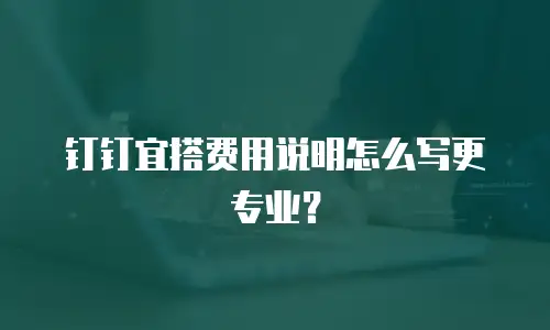 钉钉宜搭费用说明怎么写更专业？