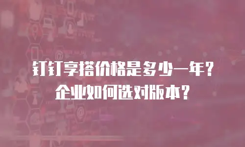钉钉享搭价格是多少一年？企业如何选对版本？
