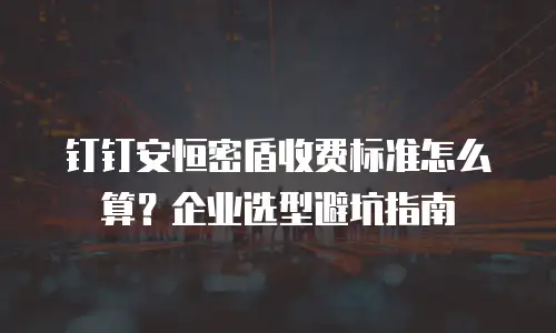 钉钉安恒密盾收费标准怎么算？企业选型避坑指南