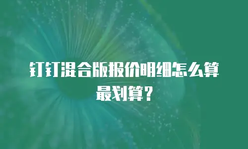 钉钉混合版报价明细怎么算最划算？