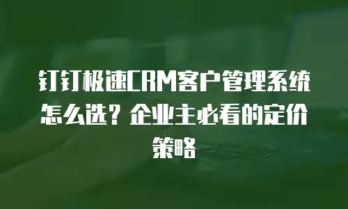 钉钉极速CRM客户管理系统怎么选？企业主必看的定价策略