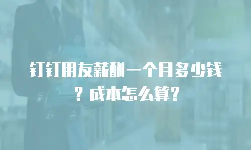 钉钉用友薪酬一个月多少钱？成本怎么算？