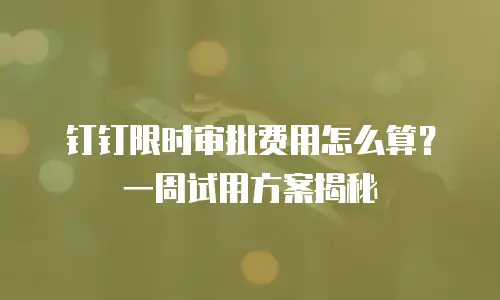 钉钉限时审批费用怎么算？一周试用方案揭秘