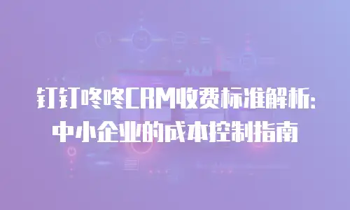 钉钉咚咚CRM收费标准解析：中小企业的成本控制指南