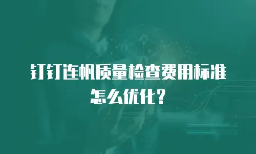钉钉连帆质量检查费用标准怎么优化？