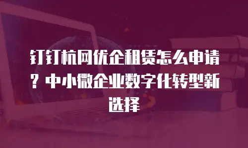钉钉杭网优企租赁怎么申请？中小微企业数字化转型新选择