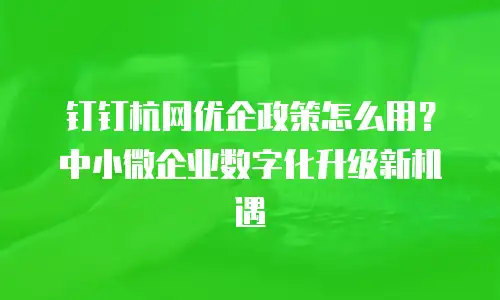 钉钉杭网优企政策怎么用？中小微企业数字化升级新机遇