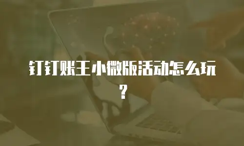 钉钉账王小微版活动怎么玩？