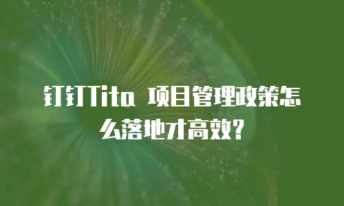钉钉Tita 项目管理政策怎么落地才高效？