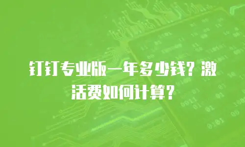 钉钉专业版一年多少钱？激活费如何计算？