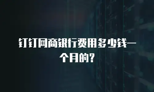 钉钉网商银行费用多少钱一个月的？