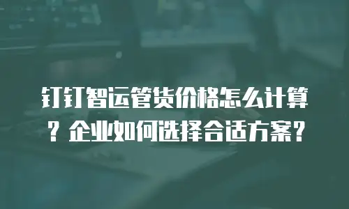 钉钉智运管货价格怎么计算？企业如何选择合适方案？