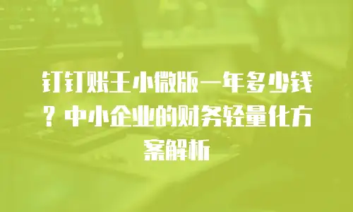 钉钉账王小微版一年多少钱？中小企业的财务轻量化方案解析