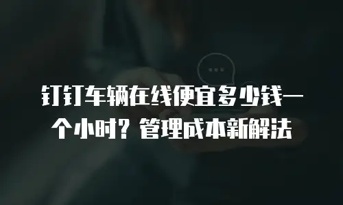 钉钉车辆在线便宜多少钱一个小时？管理成本新解法