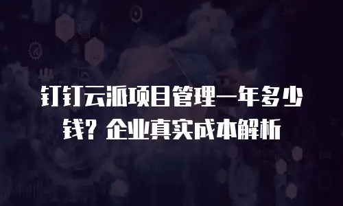 钉钉云派项目管理一年多少钱？企业真实成本解析