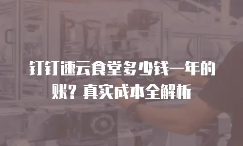 钉钉速云食堂多少钱一年的账？真实成本全解析