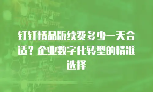 钉钉精品版续费多少一天合适？企业数字化转型的精准选择