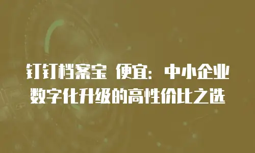 钉钉档案宝 便宜：中小企业数字化升级的高性价比之选